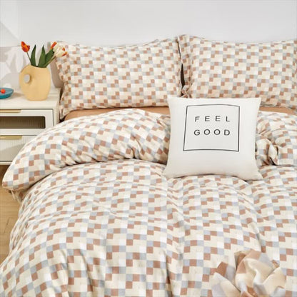 Set di biancheria da letto con motivo a mosaico in tonalità neutre e calde - image 4