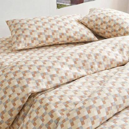 Set di biancheria da letto con motivo a mosaico in tonalità neutre e calde - image 5