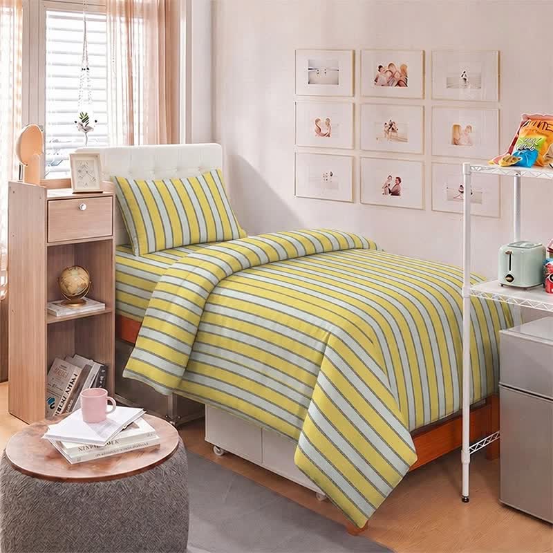 Set di biancheria da letto moderno a righe bicolore - image 3