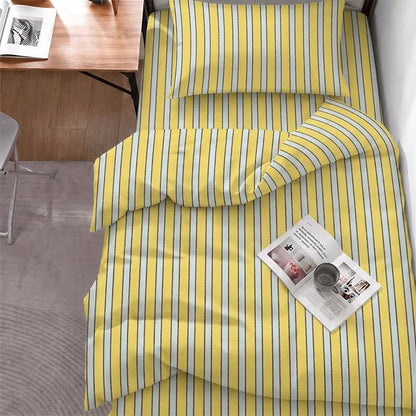 Set di biancheria da letto moderno a righe bicolore - Singolo XL - Striscia gialla - Set completo da 5 pezzi - image 0