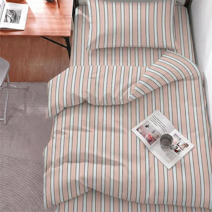 Set di biancheria da letto moderno a righe bicolore - Singolo XL - Striscia rosa - Set completo da 5 pezzi - image 6