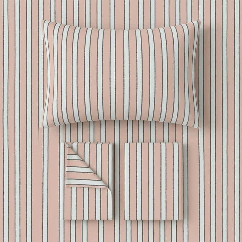 Set di biancheria da letto moderno a righe bicolore - image 7