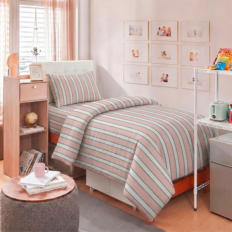 Set di biancheria da letto moderno a righe bicolore - image 9