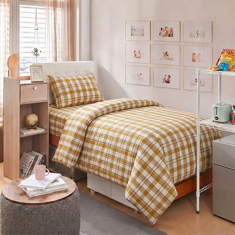 Set di biancheria da letto matrimoniale extra-large a Singolo XL senape per dormitorio - image 4