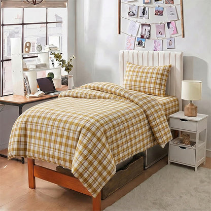 Set di biancheria da letto matrimoniale extra-large a Singolo XL senape per dormitorio - image 3