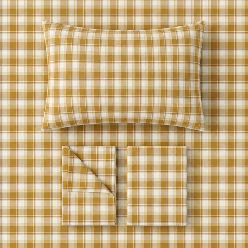 Set di biancheria da letto matrimoniale extra-large a Singolo XL senape per dormitorio - image 2