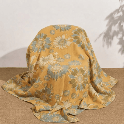 Coperta vintage in cotone con girasoli arancioni - image 2