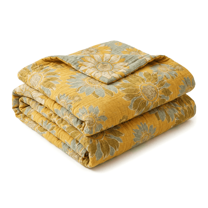 Coperta vintage in cotone con girasoli arancioni - image 7