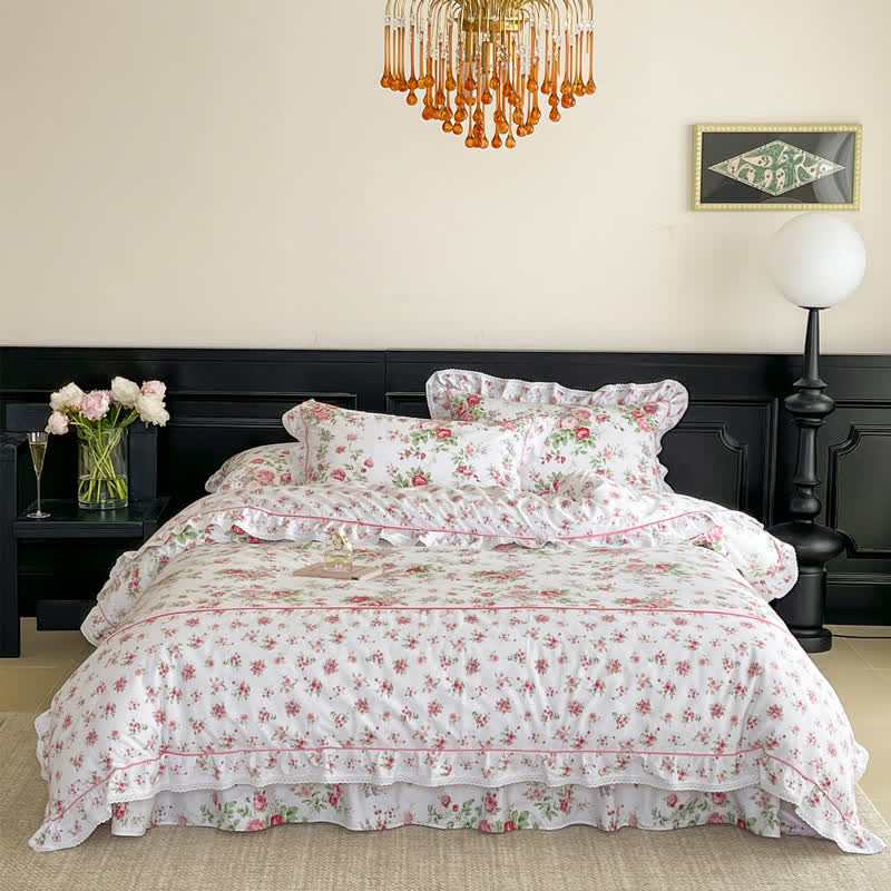 Set di biancheria da letto romantico con volant a rose - image 1