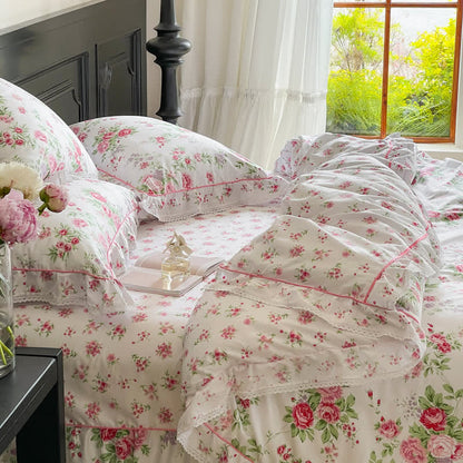 Set di biancheria da letto romantico con volant a rose - image 4