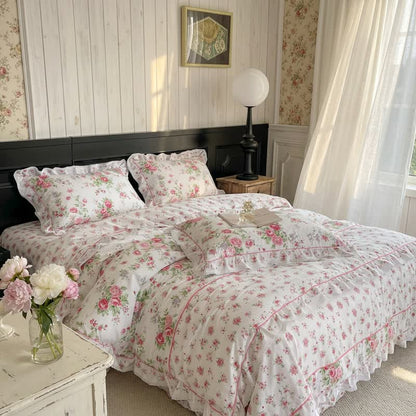 Set di biancheria da letto romantico con volant a rose - image 2