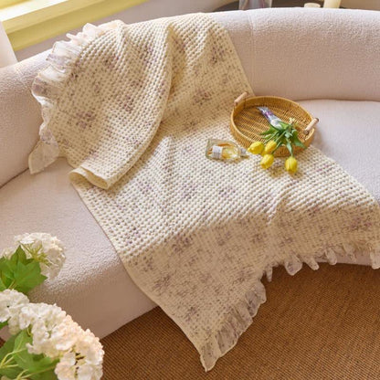 Asciugamano da bagno in cotone a nido d'ape con volant. - Viola - 2 pezzi - 50 x 100cm e 27" L x 140cm L - image 3