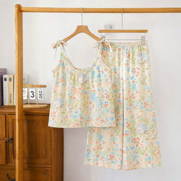 Completo da casa con canotta Meadow Bloom - Floreale bianco sporco - XL - image 0