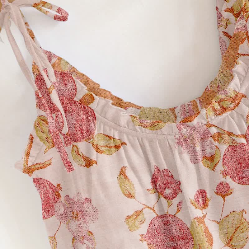 Completo da casa con spalline sottili e stampa floreale rosa cipria - image 1