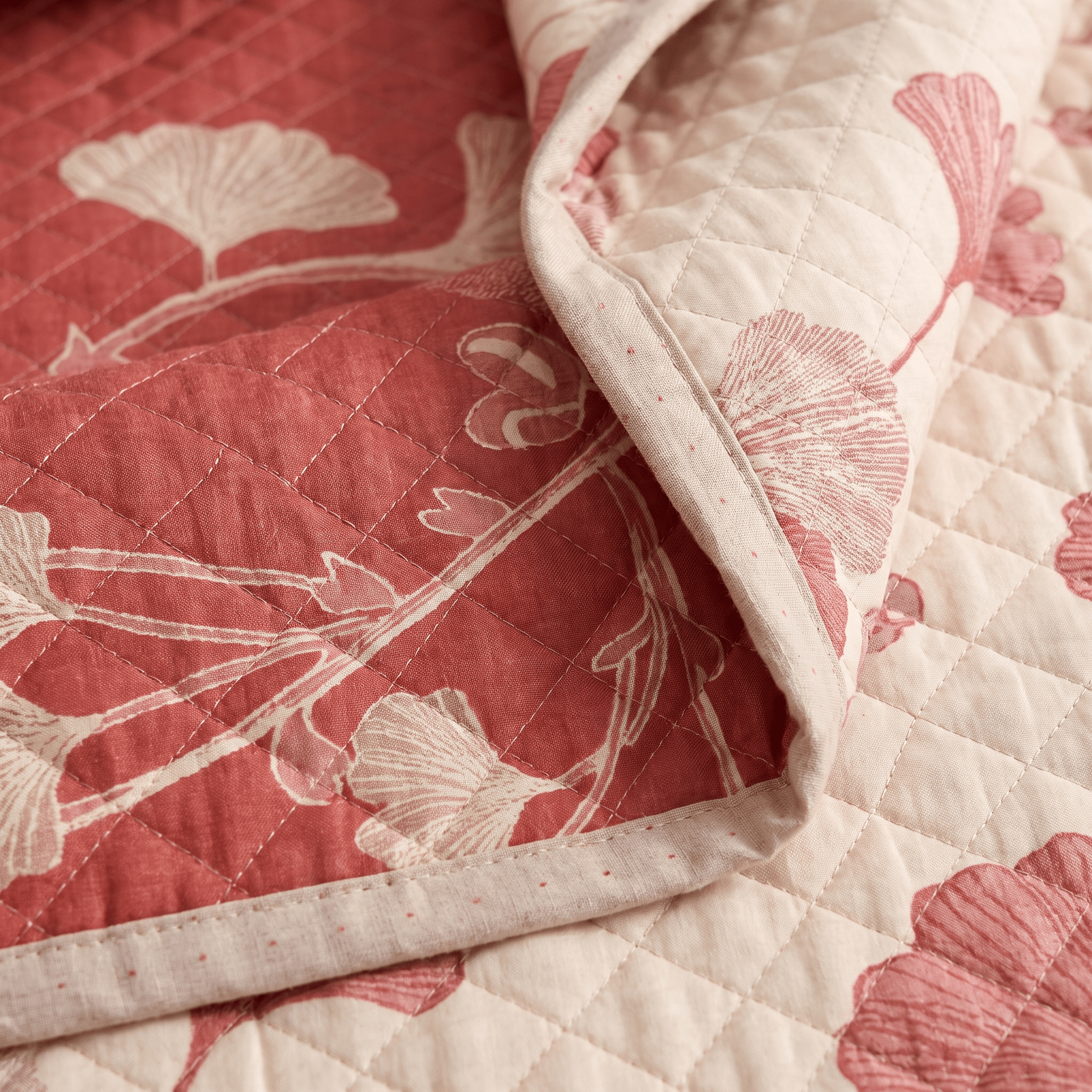 Coperta in cotone con motivo a foglie di ginkgo rosse - image 10