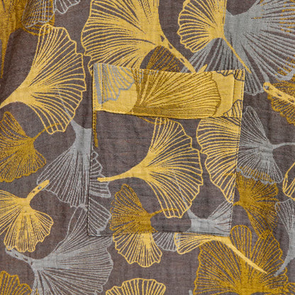 Accappatoio vintage in doppia garza di cotone con foglie di ginkgo - image 10