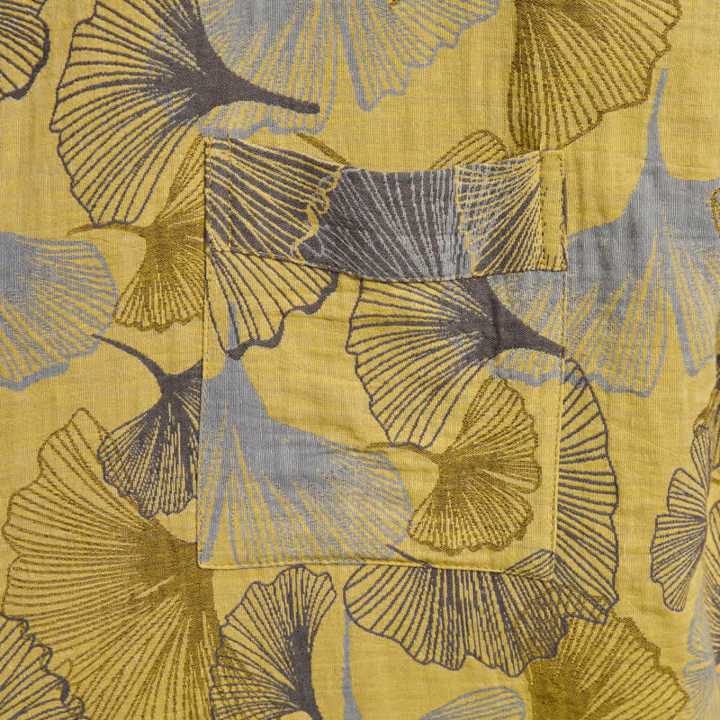 Accappatoio vintage in doppia garza di cotone con foglie di ginkgo - image 4