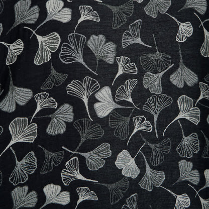 Kimono in cotone con foglie di ginkgo bianche e nere - image 6