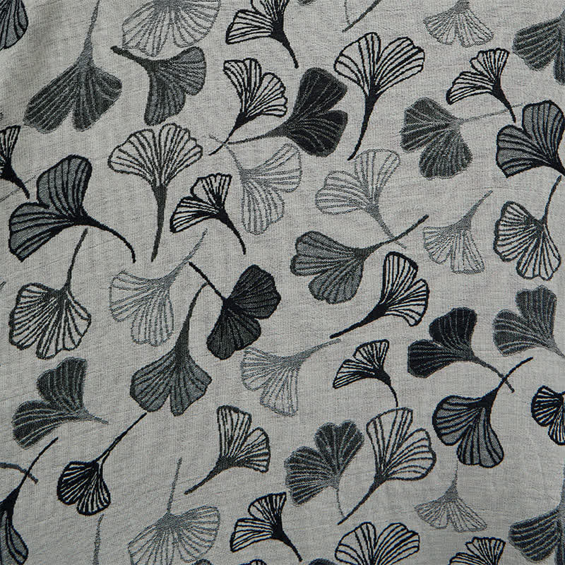 Kimono in cotone con foglie di ginkgo bianche e nere - image 13