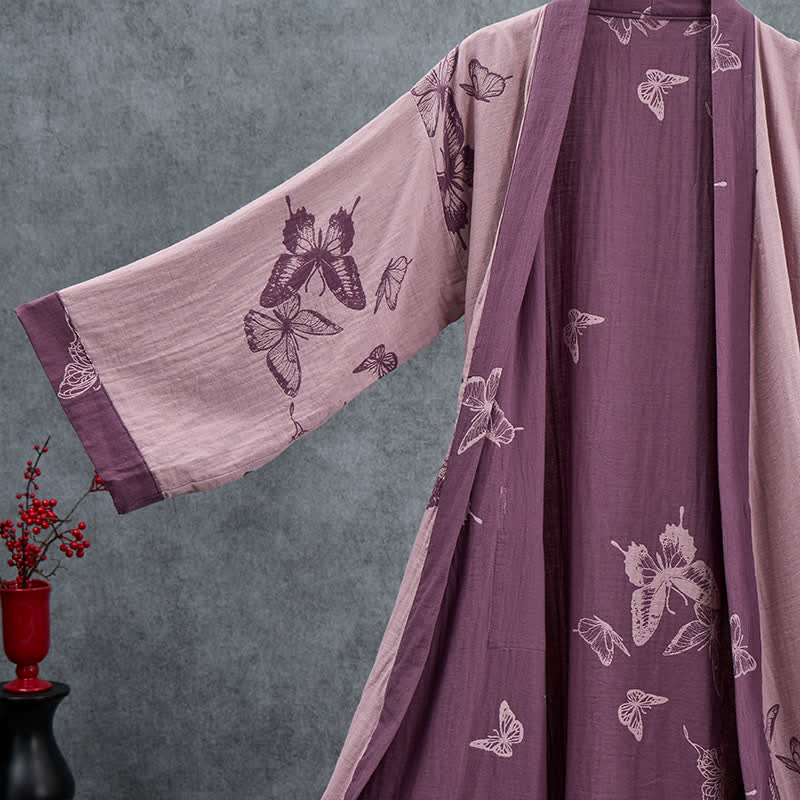 Kimono in doppia garza di cotone con motivo a farfalla - image 9