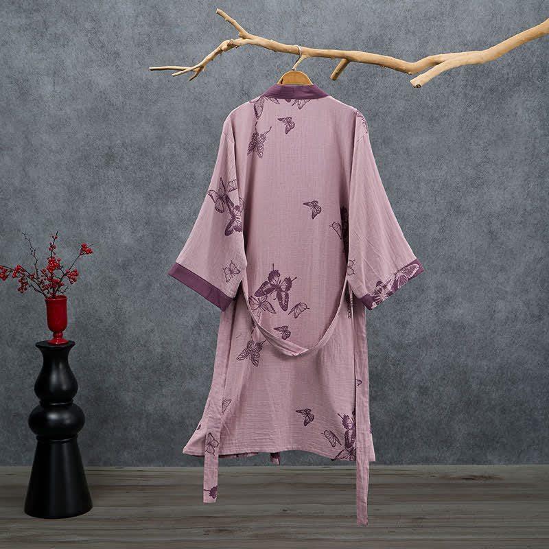Kimono in doppia garza di cotone con motivo a farfalla - image 8