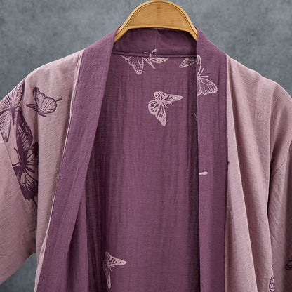 Kimono in doppia garza di cotone con motivo a farfalla - image 10