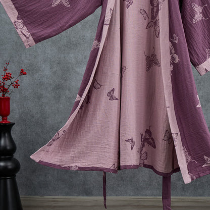 Kimono in doppia garza di cotone con motivo a farfalla - image 4