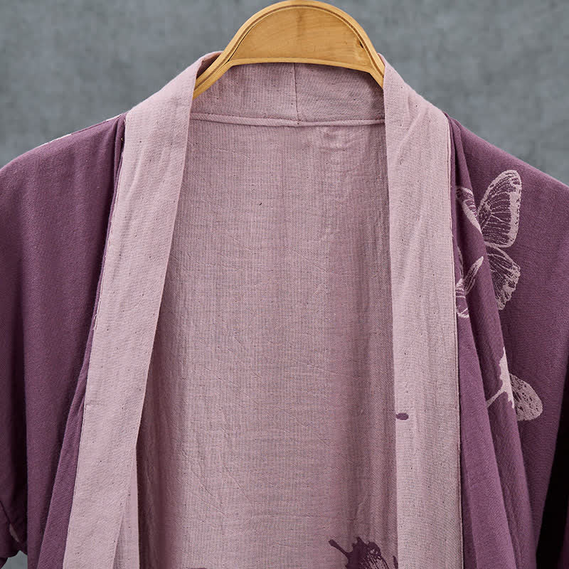 Kimono in doppia garza di cotone con motivo a farfalla - image 3