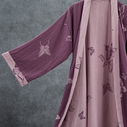 Kimono in doppia garza di cotone con motivo a farfalla - image 2