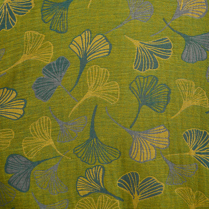 Kimono in cotone con foglie di ginkgo verde-grigio. - image 6