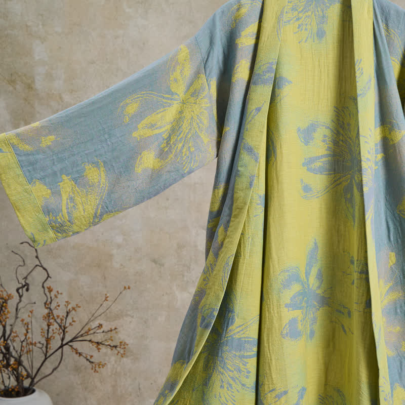 Kimono in doppia garza di cotone con stampa floreale in stile bohémien - image 2