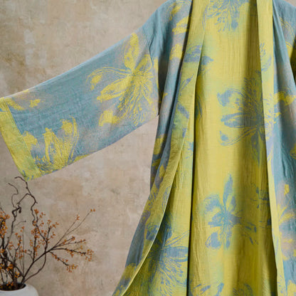 Kimono in doppia garza di cotone con stampa floreale in stile bohémien - image 2