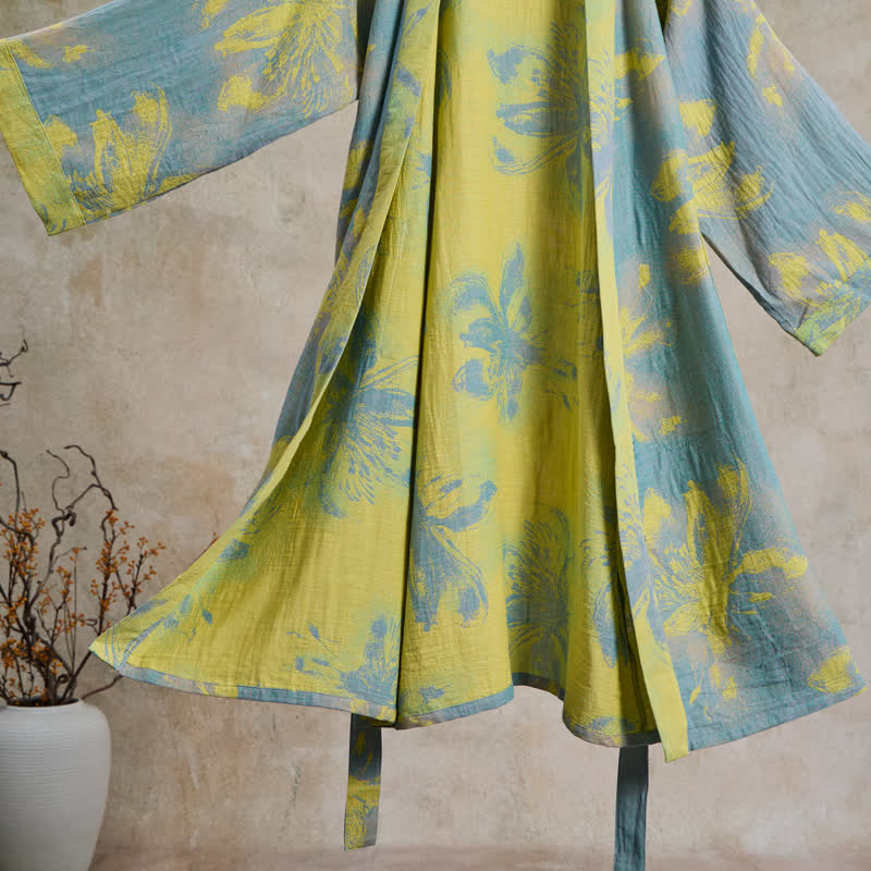 Kimono in doppia garza di cotone con stampa floreale in stile bohémien - image 4