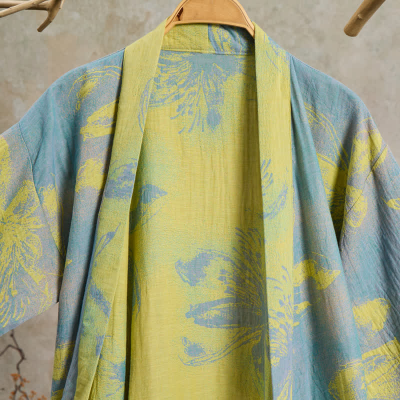 Kimono in doppia garza di cotone con stampa floreale in stile bohémien - image 3