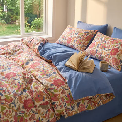 Set di biancheria da letto in cotone a doppia garza con stampa floreale in stile cottage. - image 1