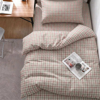 Set di biancheria da letto matrimoniale extra- XL a Singolo rosa per dormitorio - Quadri rosa e grigi - Singolo XL - Set completo da 5 pezzi - image 0