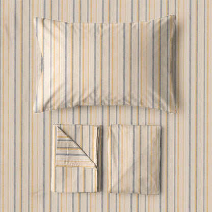 Set di biancheria da letto Singolo extra- XL a righe neutre per dormitorio - image 5
