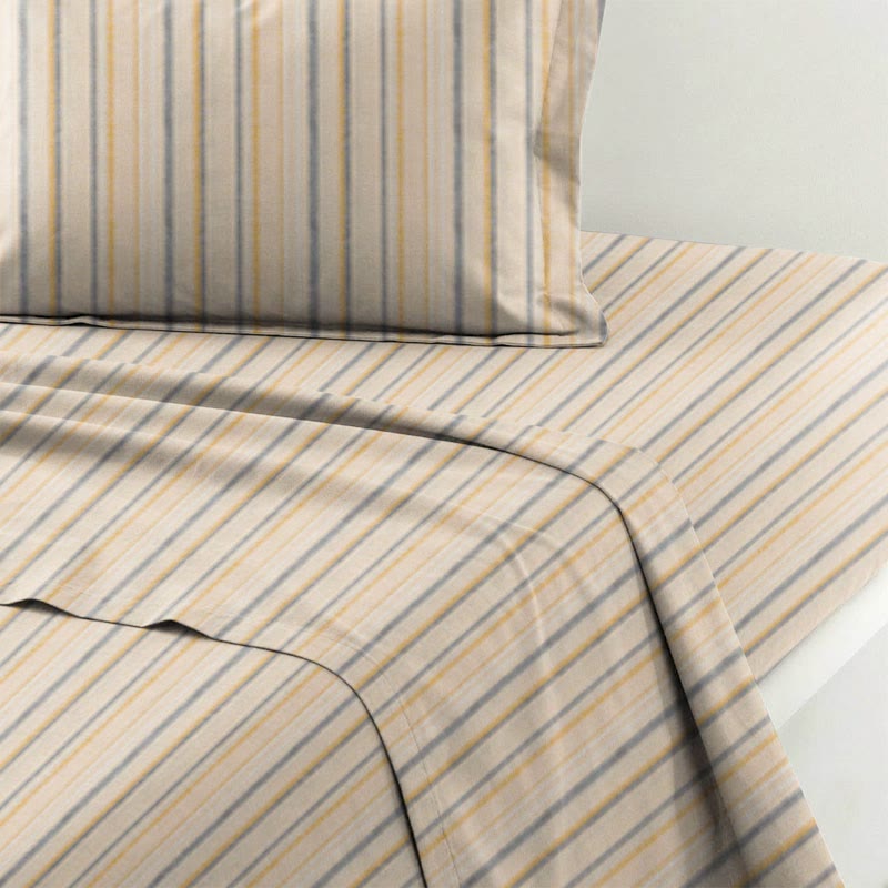 Set di biancheria da letto Singolo extra- XL a righe neutre per dormitorio - image 4