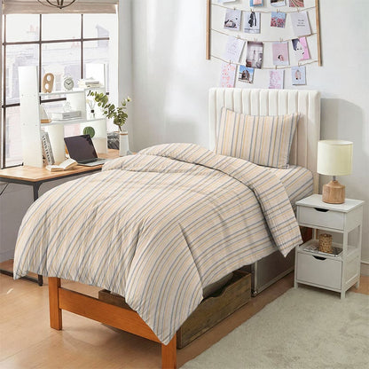 Set di biancheria da letto Singolo extra- XL a righe neutre per dormitorio - image 2