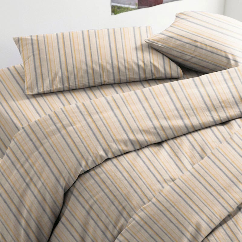 Set di biancheria da letto Singolo extra- XL a righe neutre per dormitorio - image 3