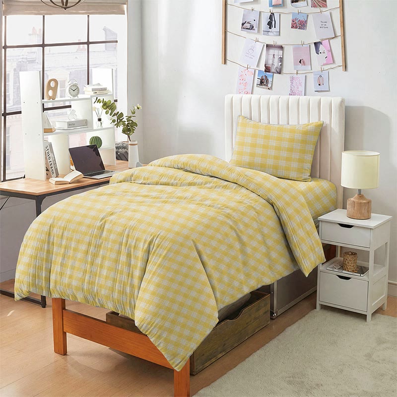 Set di biancheria da letto matrimoniale extra - XL a quadretti "Sunny Gingham" per dormitorio - image 1