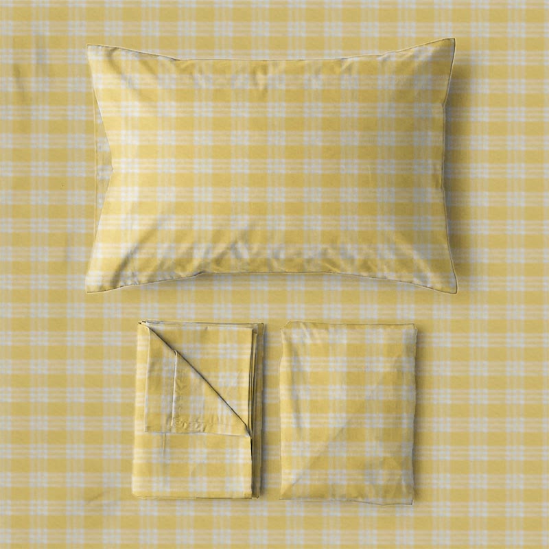 Set di biancheria da letto matrimoniale extra - XL a quadretti "Sunny Gingham" per dormitorio - image 5