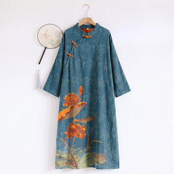 Camicia da notte vintage Lotus in doppia garza di cotone. - XL - image 0