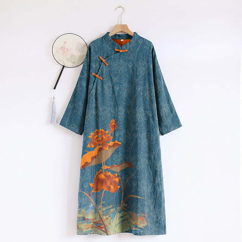 Camicia da notte vintage Lotus in doppia garza di cotone. - XL - image 0