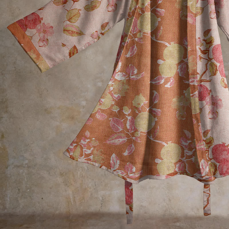 Kimono in cotone con stampa botanica di melograno - image 9