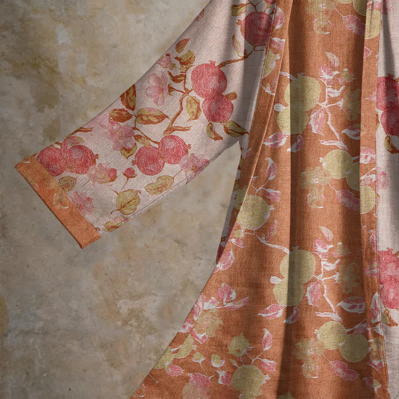 Kimono in cotone con stampa botanica di melograno - image 7