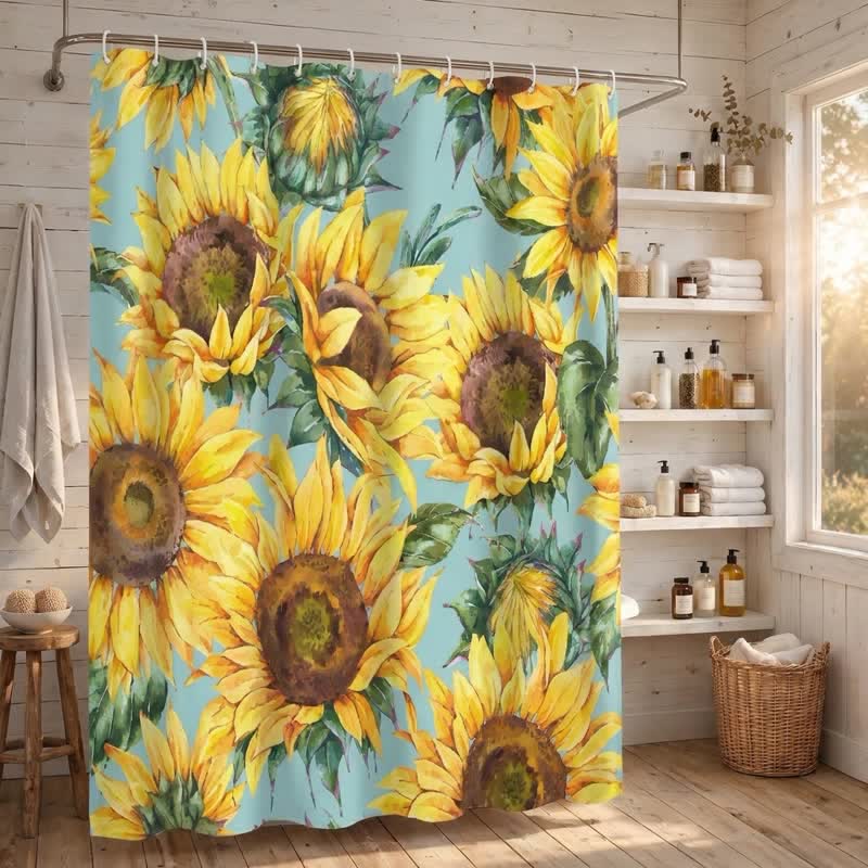 Tenda da doccia impermeabile con girasoli nordici - image 1
