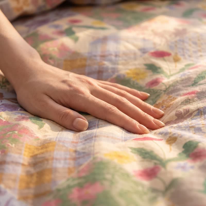 Set di biancheria da letto in cotone con motivo floreale a patchwork da giardino - image 6