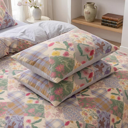 Set di biancheria da letto in cotone con motivo floreale a patchwork da giardino - Multicolore - 50cm x 50cm x 37" - 2 federe - image 4