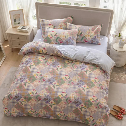 Set di biancheria da letto in cotone con motivo floreale a patchwork da giardino - image 2